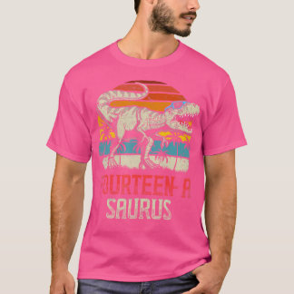 T-shirt Quatorze A Saurus 14E Dinosaure Anniversaire T Rex