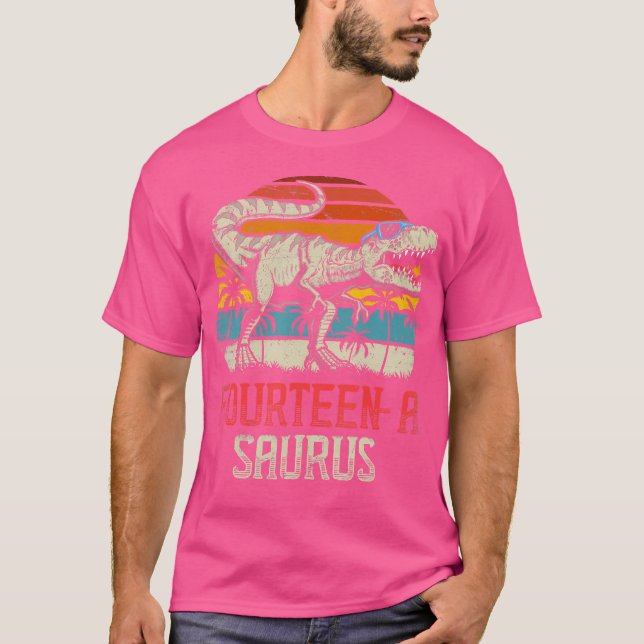 T-shirt Quatorze A Saurus 14E Dinosaure Anniversaire T Rex (Devant)