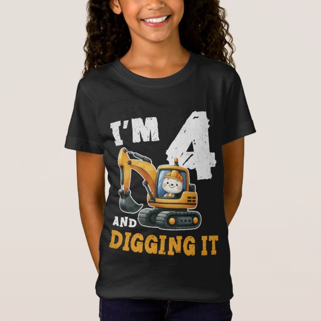 T-Shirt Quatre 4ans 4e anniversaire Construction Garçon 4  (Devant)