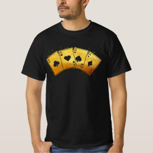 T-shirt Quatre Aces Poker Pro Lucky Joueur Costume Ha