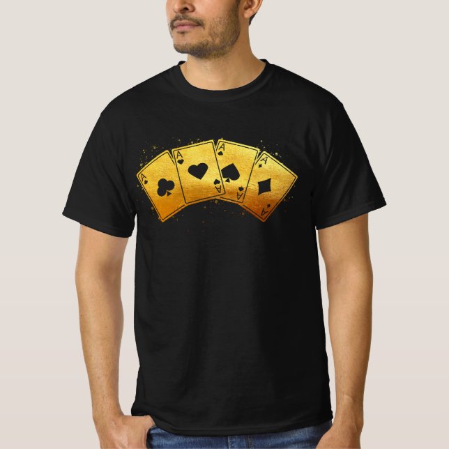 T-shirt Quatre Aces Poker Pro Lucky Joueur Costume Ha (Devant)