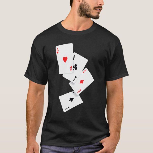 T-shirt Quatre Aces Poker Pro Lucky Joueur Costume Ha (Devant)