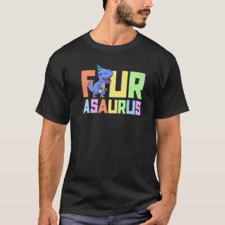 T-shirt Quatre Asaurus Dinosaure 4 ans Anniversaire fête 4