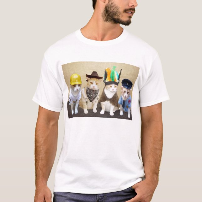 T-shirt Quatre chats drôles (Devant)