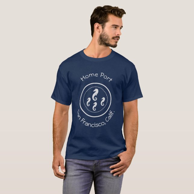 T-shirt - Quatre Chevaux de mer avec nom Lumière s (Devant entier)