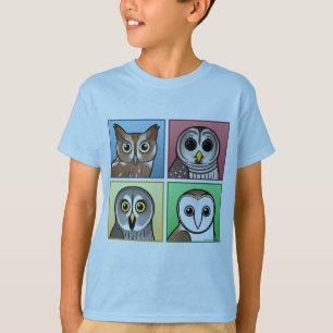 T-shirt Quatre Chouettes couleur (pastel)