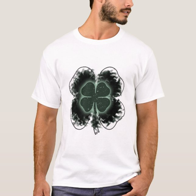 T-shirt quatre feuilles de trèfle. fumé. (Devant)