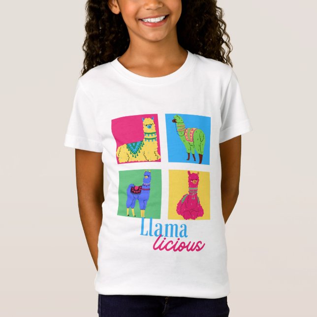 T-Shirt Quatre Llamas, Quatre Couleurs, Une Llama Design (Devant)