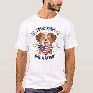 T-shirt Quatre pattes une nation 4 juillet chien