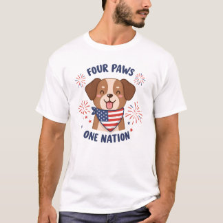 T-shirt Quatre pattes une nation 4 juillet chien
