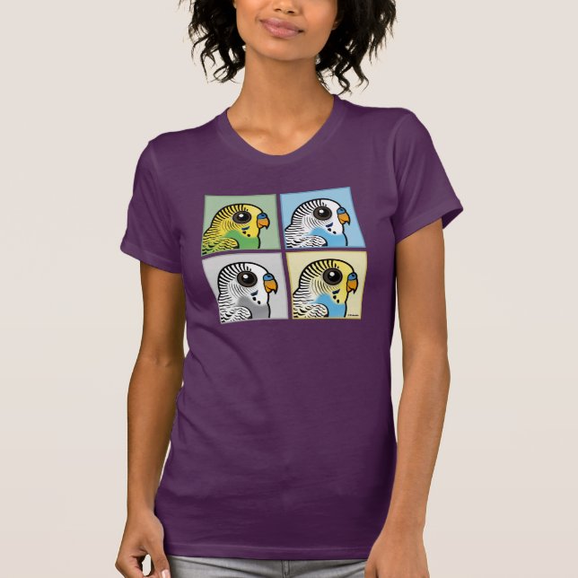 T-shirt Quatre perruches de couleur (Devant)