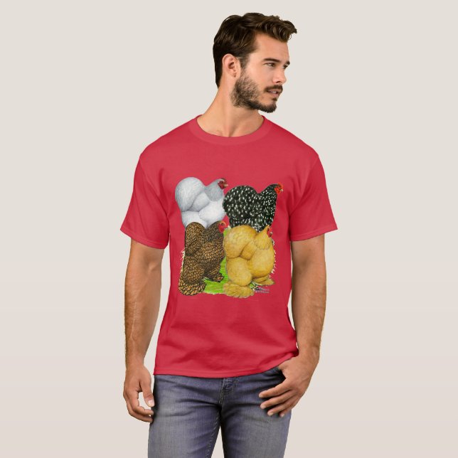 T-shirt Quatre poules de Cochin (Devant entier)