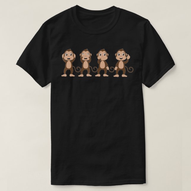 T-shirt Quatre Singes Sages  (Design devant)