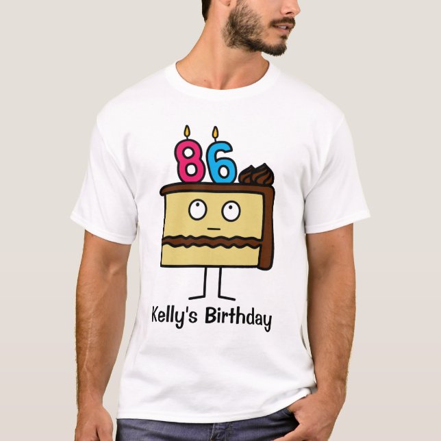 T-shirt quatre-vingt-sixième Gâteau d'anniversaire avec (Devant)