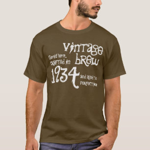 T-shirt quatre-vingtième Anniversaire blanc de brun de cru
