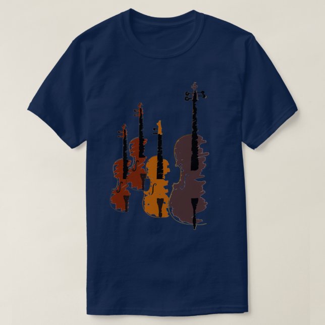 T-shirt Quatre violons stylisés Joueur de violon (Design devant)