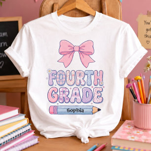 T-shirt Quatrième année Nœud Coquette Fille Nom personnali