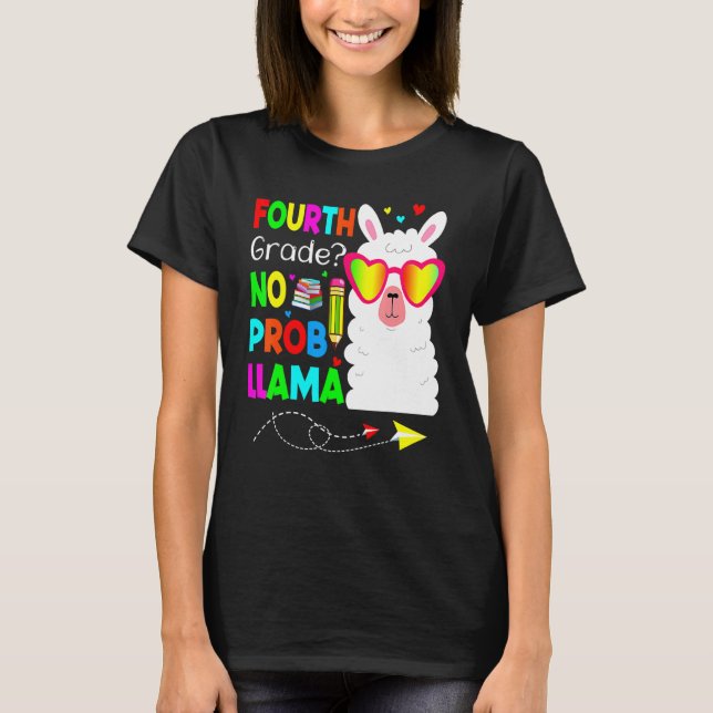 T-shirt Quatrième année Pas de Prob Llama Professeur Étudi (Devant)
