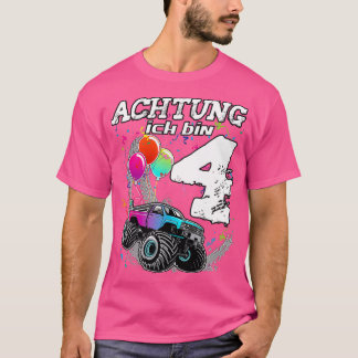 T-shirt quatrième anniversaire 4 ans monstre camion cadeau