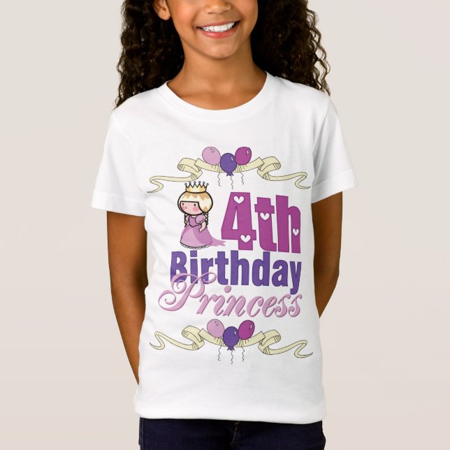 T-Shirt Quatrième princesse d'anniversaire (Devant)