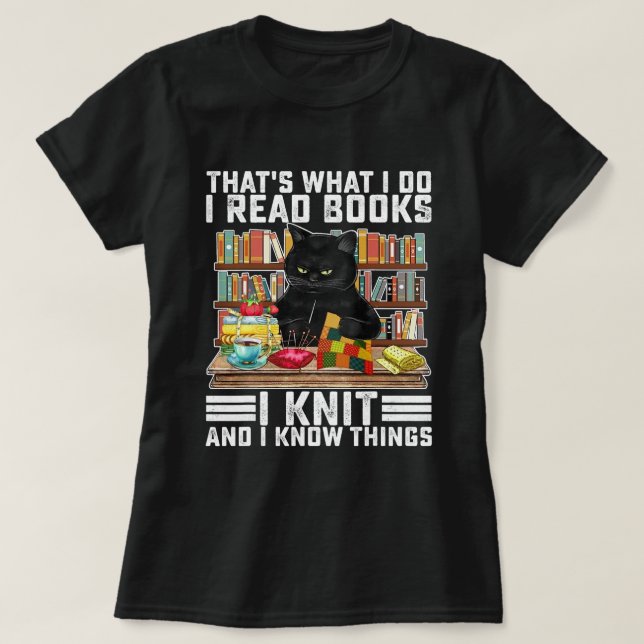 T-shirt Que Ce Que Je Fais Je Lis Des Livres Je Knit Funny (Design devant)