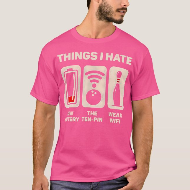 T-shirt Que Je Déteste Drôle Bowler Dix Épingles Bowling L (Devant)