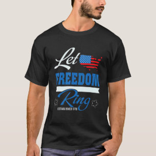 T-shirt Que La Liberté Bague Drapeau Américain Patriotique