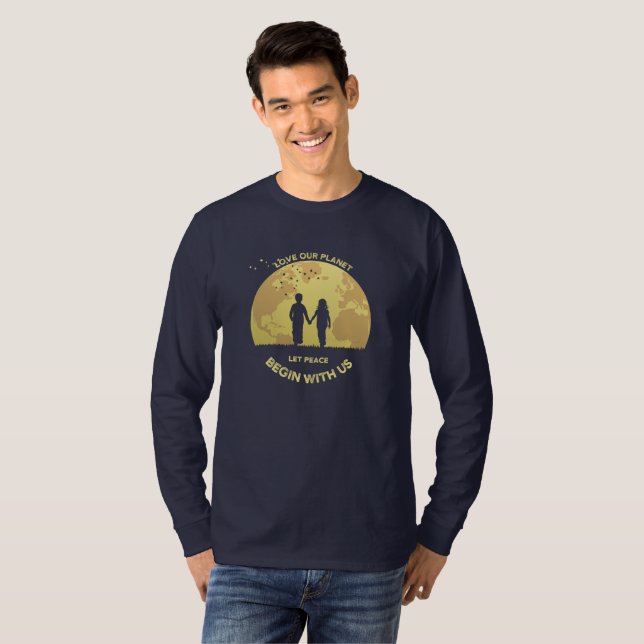 T-shirt Que la paix commence avec nous | Manches longues p (Devant entier)
