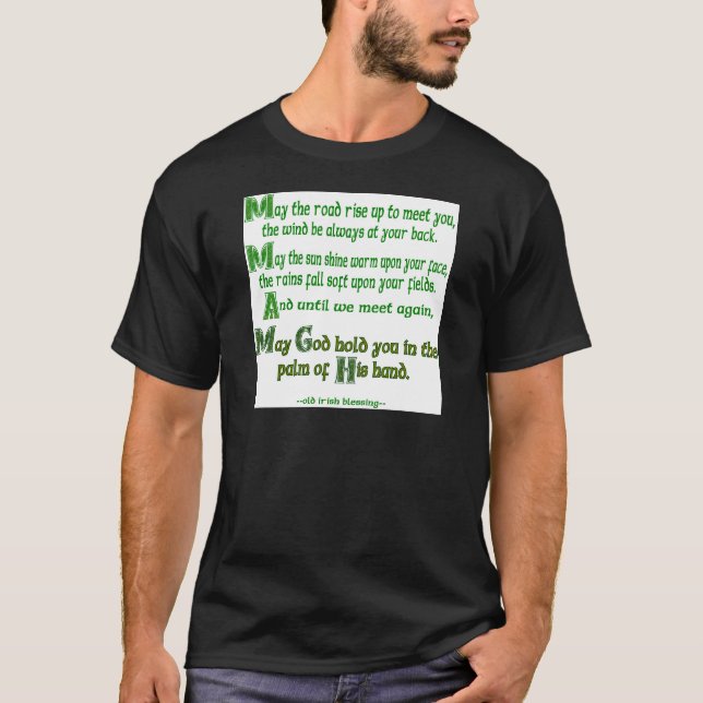 T-shirt Que la route s'élève pour vous rencontrer Vert (Devant)