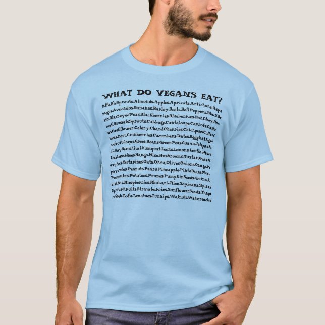 T-shirt Que les végétaliens mangent-ils ? (Devant)