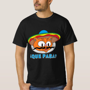 T-shirt QUE PASA ? Dessin Mustache Chat Señor Gato