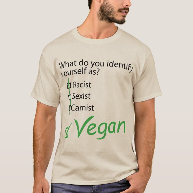 T-shirt Que vous identifiez-vous As ? Vegan. (Devant)