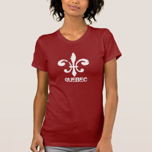 T-shirt QUÉBEC, Fleur De Lis en blanc