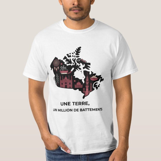T-Shirt Québécois: Mosaïque Unie d'Érable  (Devant)