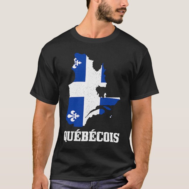 T-shirt Québécois Québec Carte Drapeau Fierté Canada (Devant)