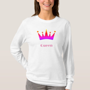 T-shirt Queen Custom Texte Couronne image blanc long