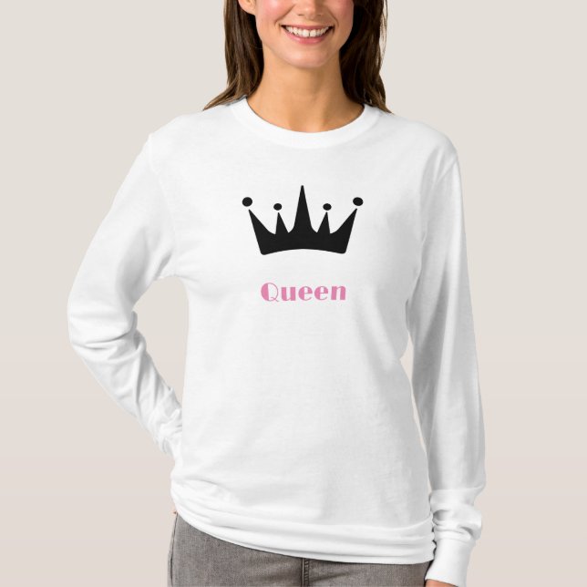 T-shirt Queen Custom Texte Couronne image blanc long (Devant)