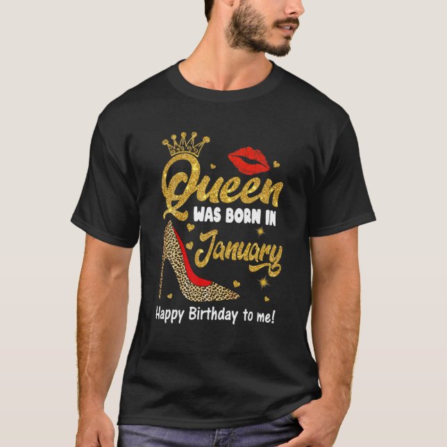 T-shirt Queen Est Né En Janvier Joyeux Anniversaire Pour M (Devant)