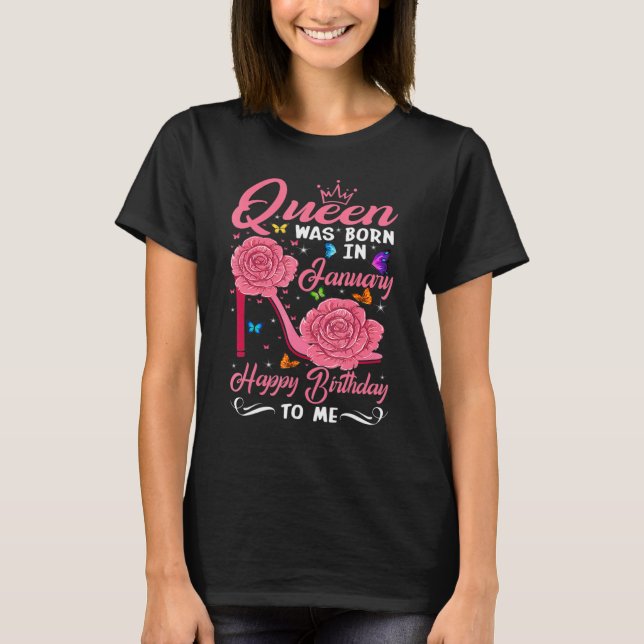 T-shirt Queen Est Né En Janvier Joyeux Anniversaire Pour M (Devant)