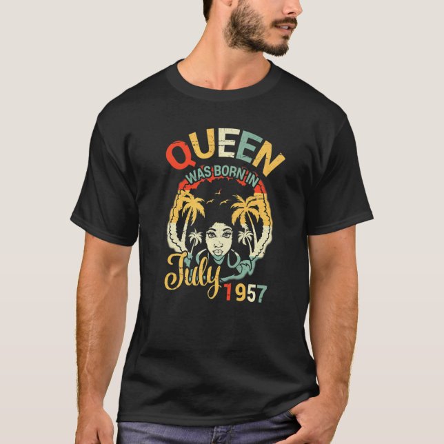 T-shirt Queen Est Né En Juillet 1957 Heureux Mon Anniversa (Devant)