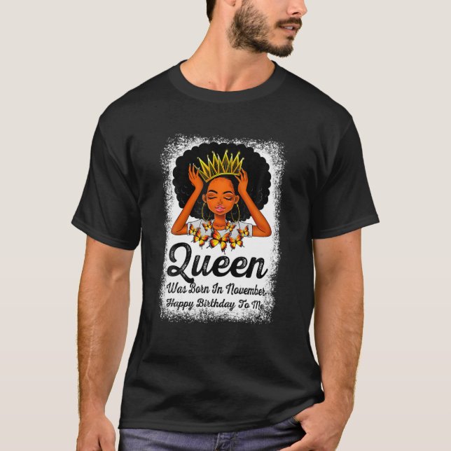 T-shirt Queen Est Né En Novembre Joyeux Anniversaire Black (Devant)