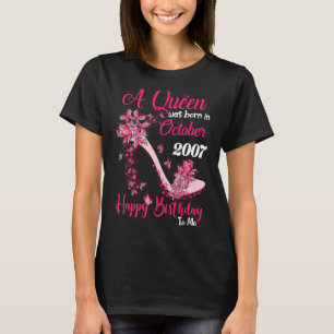 T-shirt Queen Est Né En Octobre 2007 High Heel 15th Birt