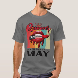 T-shirt Queen Est Née En Mai Lips Girls Née En Mai 1992