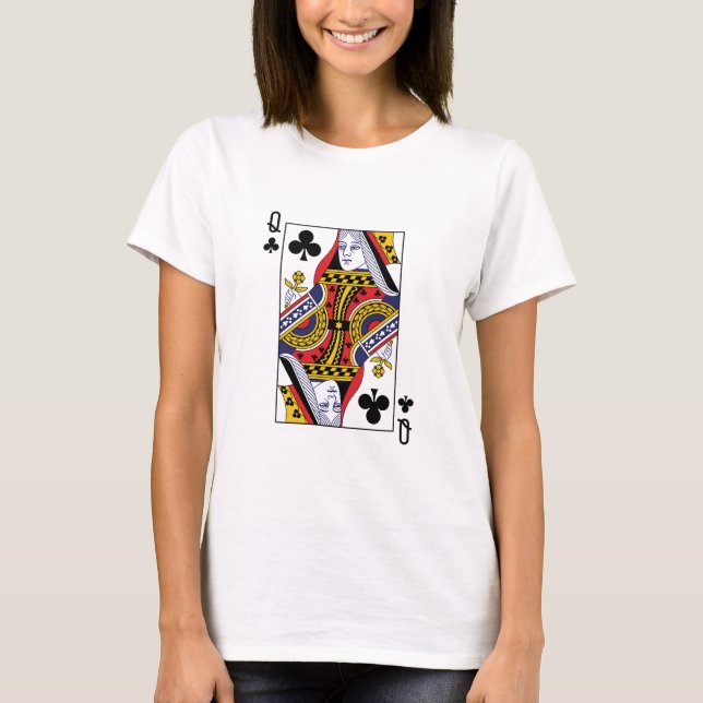 T-shirt Queen of Clubs Poker Jouer carte Casino (Devant)