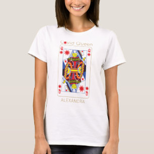 T-shirt Queen Of Covid Nurse Funny Play Card Rouge Jaune