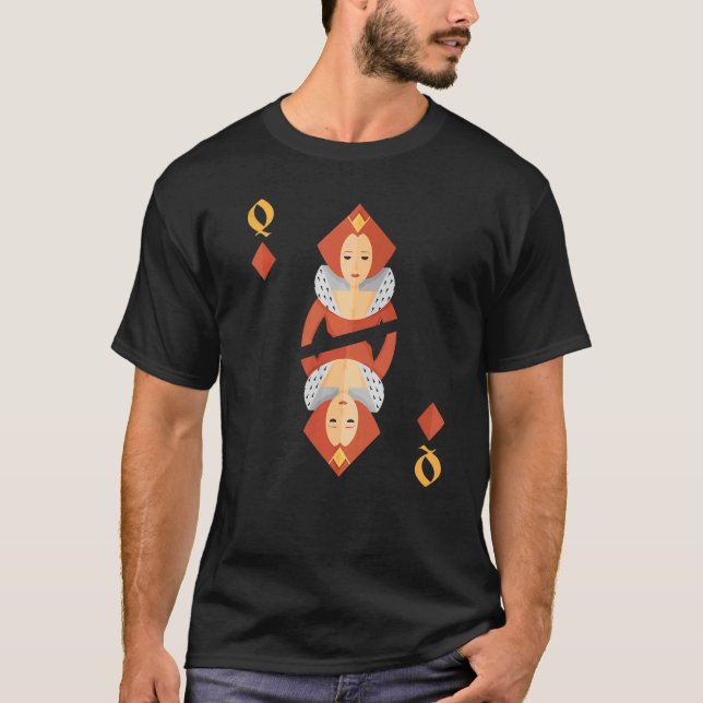 T-shirt Queen Of Diamonds Deck Of Cards Halloween Group Co (Devant)
