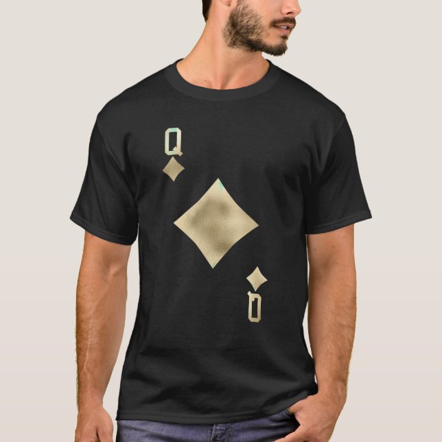 T-shirt Queen Of Diamonds Jouer Carte Groupe Halloween (Devant)
