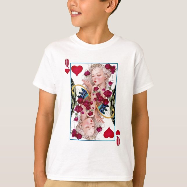 T-shirt Queen of Hearts Surdimensionné Graphisme, Jouer de (Devant)