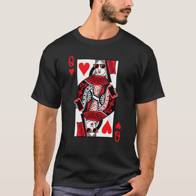 T-shirt Queen Of Hearts Valentines Matching Couples Valent (Devant)