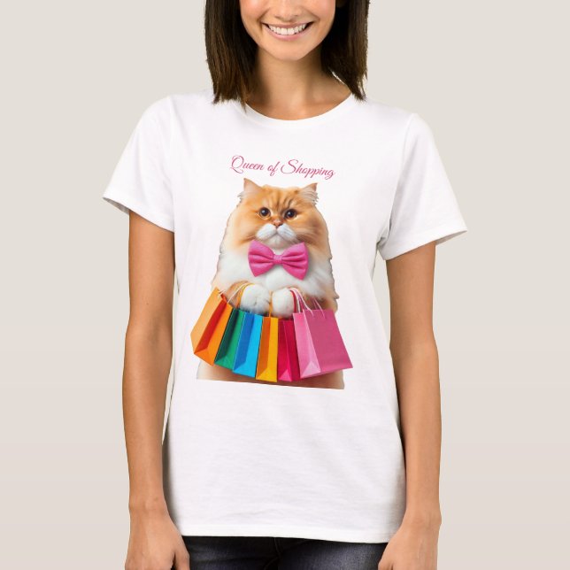 T-shirt Queen of Shopping Cat (Devant)